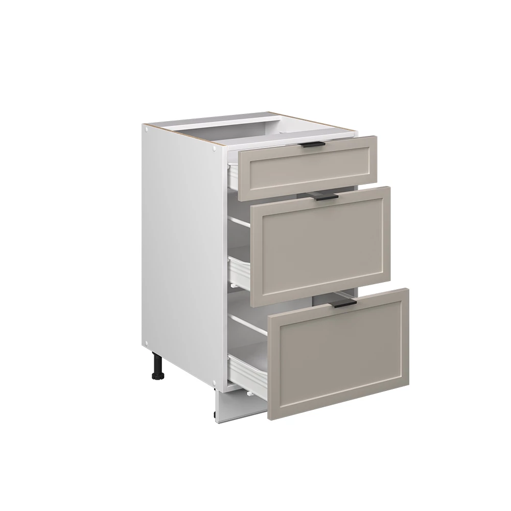 Spodní skříňka kuchyňské linky v barvě GreyBeige na bílém pozadí