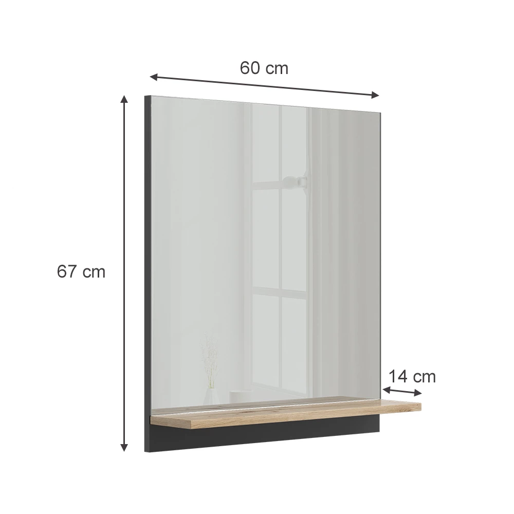 Vicco Badrumsspegelskåp antracit 60x67 cm, Marelle