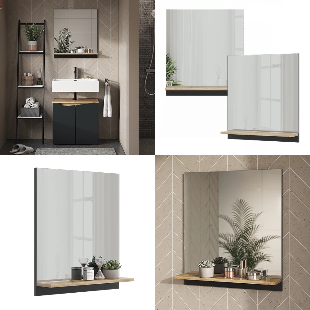 Vicco Badrumsspegelskåp antracit 60x67 cm, Marelle