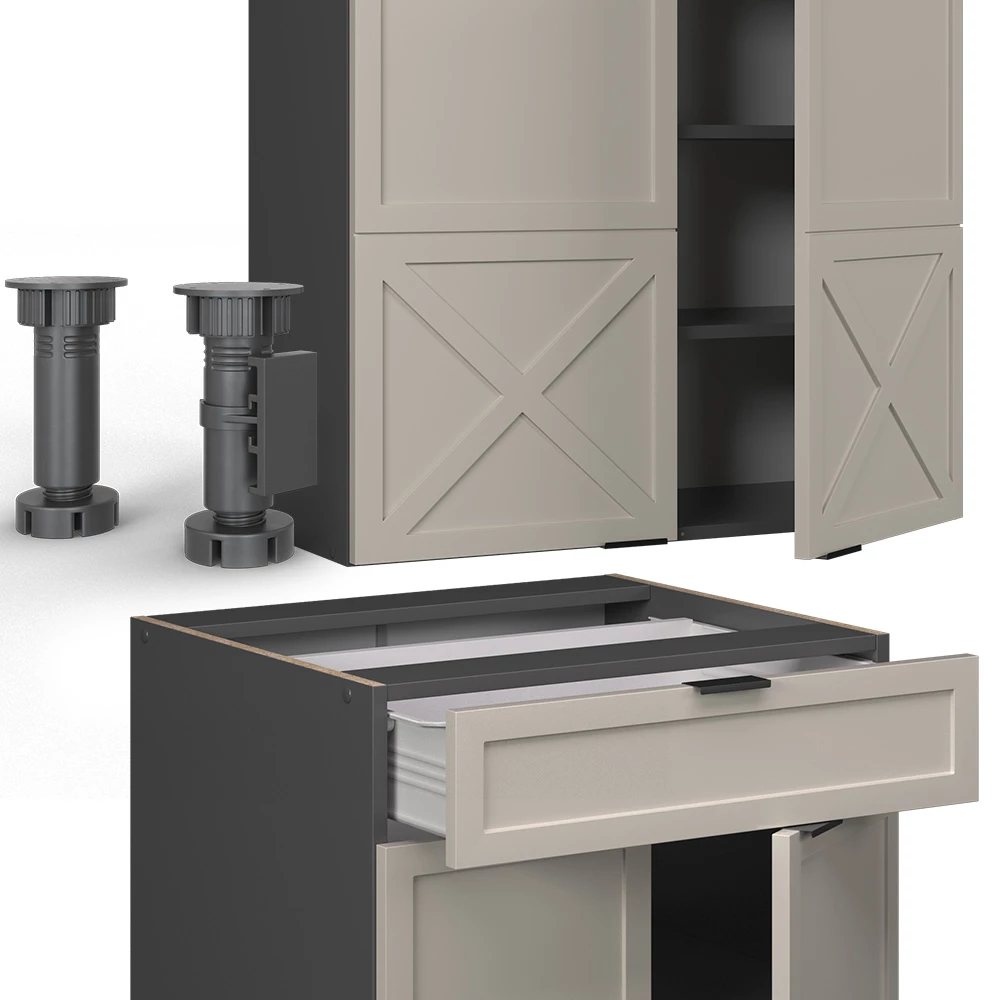 Gros plan de Cuisine en GrisBeige/Anthracite, montrant la texture/les détails