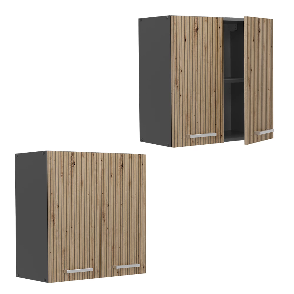 Nahaufnahme von Hängeschrank in Artisan-Eiche, zeigt Textur/Details