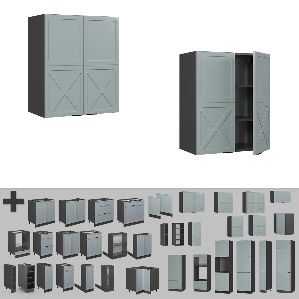 Primer plano de Armario colgante en Azul claro-gris, mostrando textura/detalles