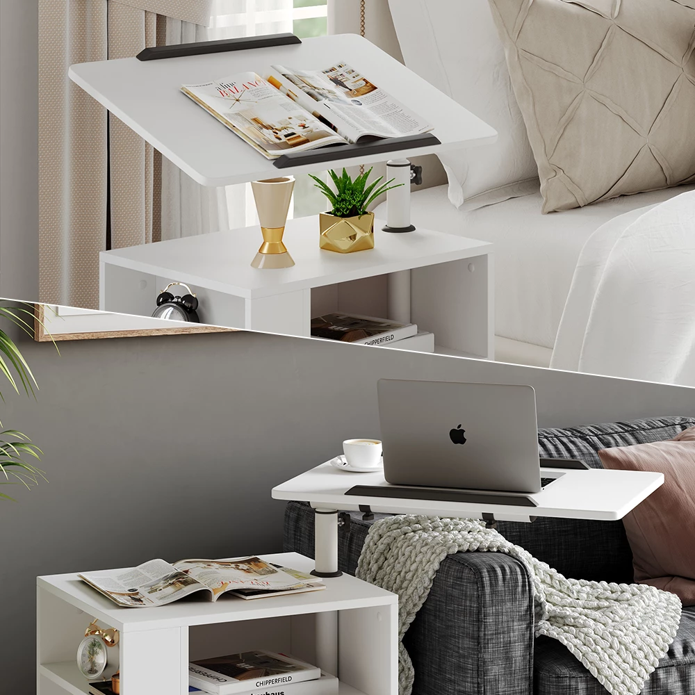 Nahaufnahme von Nachttisch in Weiß, zeigt Textur/Details