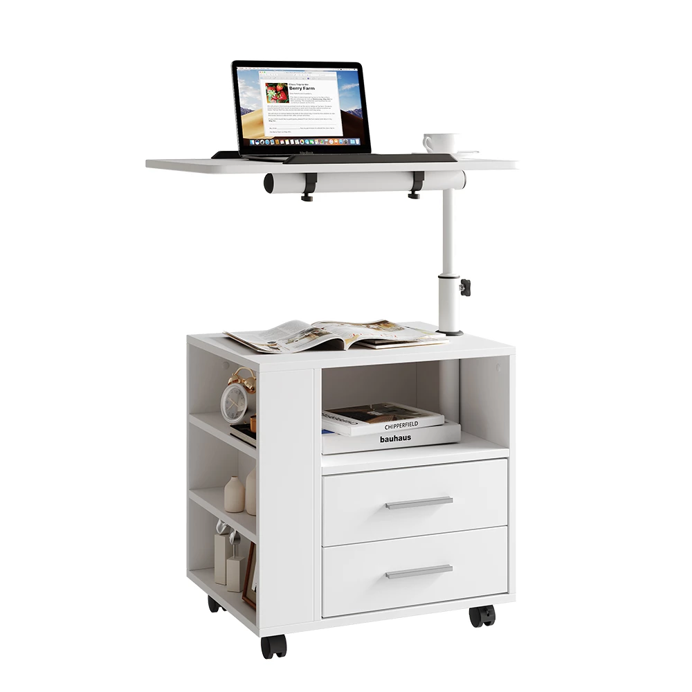 Nachttisch in Weiß auf weißem Hintergrund mit dekorativen Elementen