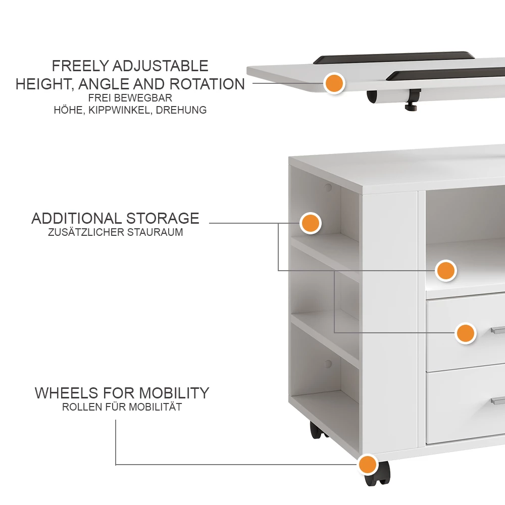 Nachttisch Bora Weiß 60 x 69 cm mit 2 Schubladen livinity®