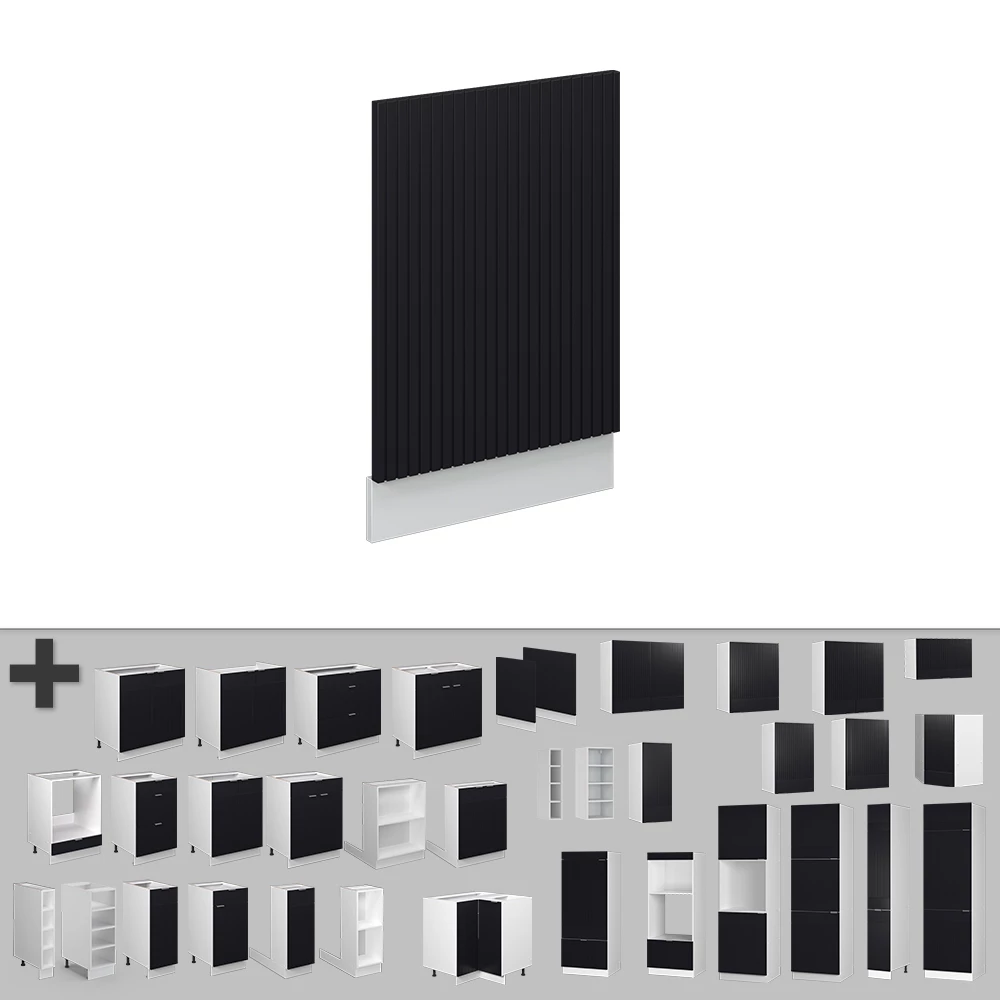 Pannello frontale in Nero a righe su sfondo bianco