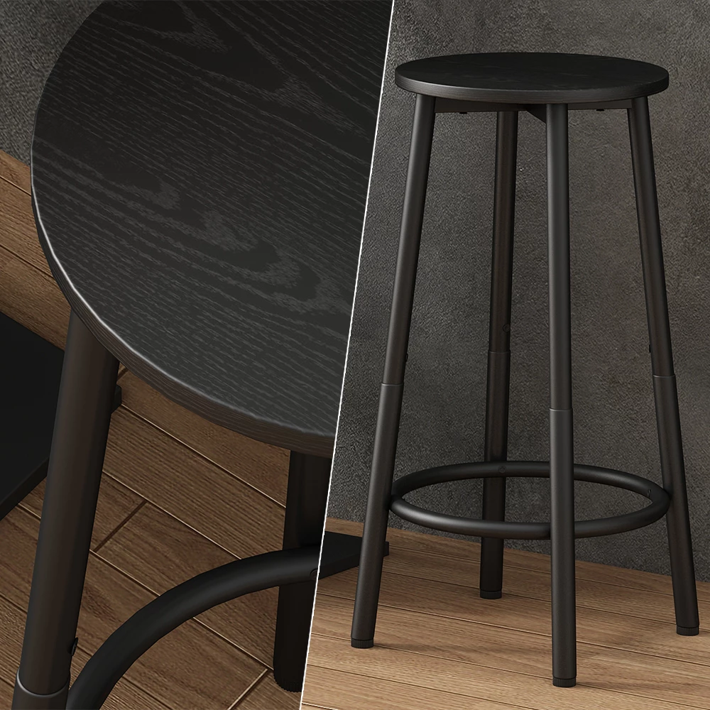 Bar stool 2-piece set in Black shown in ambient setting with decoration