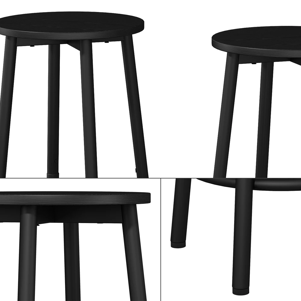 Close-up of Bar stool 2-piece set in Black, showing texture/details