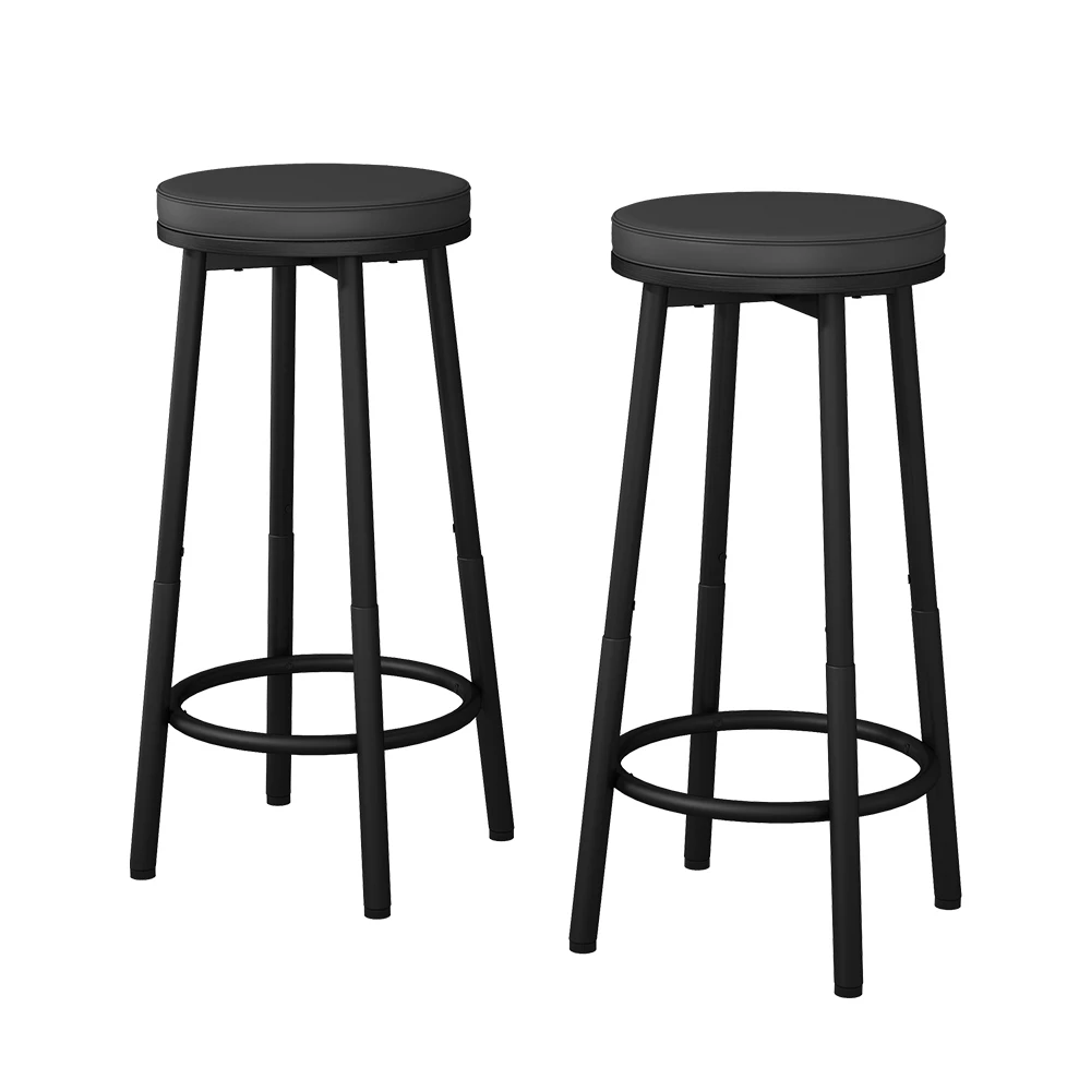 Close-up of Bar stool 2-piece set in Black, showing design and surface details