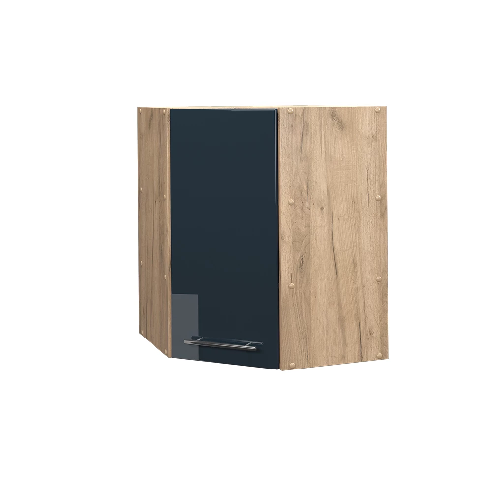 Armoires de cuisine en Bleu foncé brillant sur fond blanc
