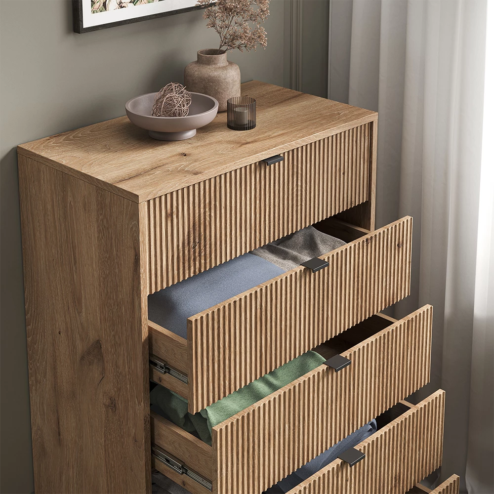 Vicco Cassettiera "Eliza", Quercia vichinga, 76 x 120 cm con 5 cassetti