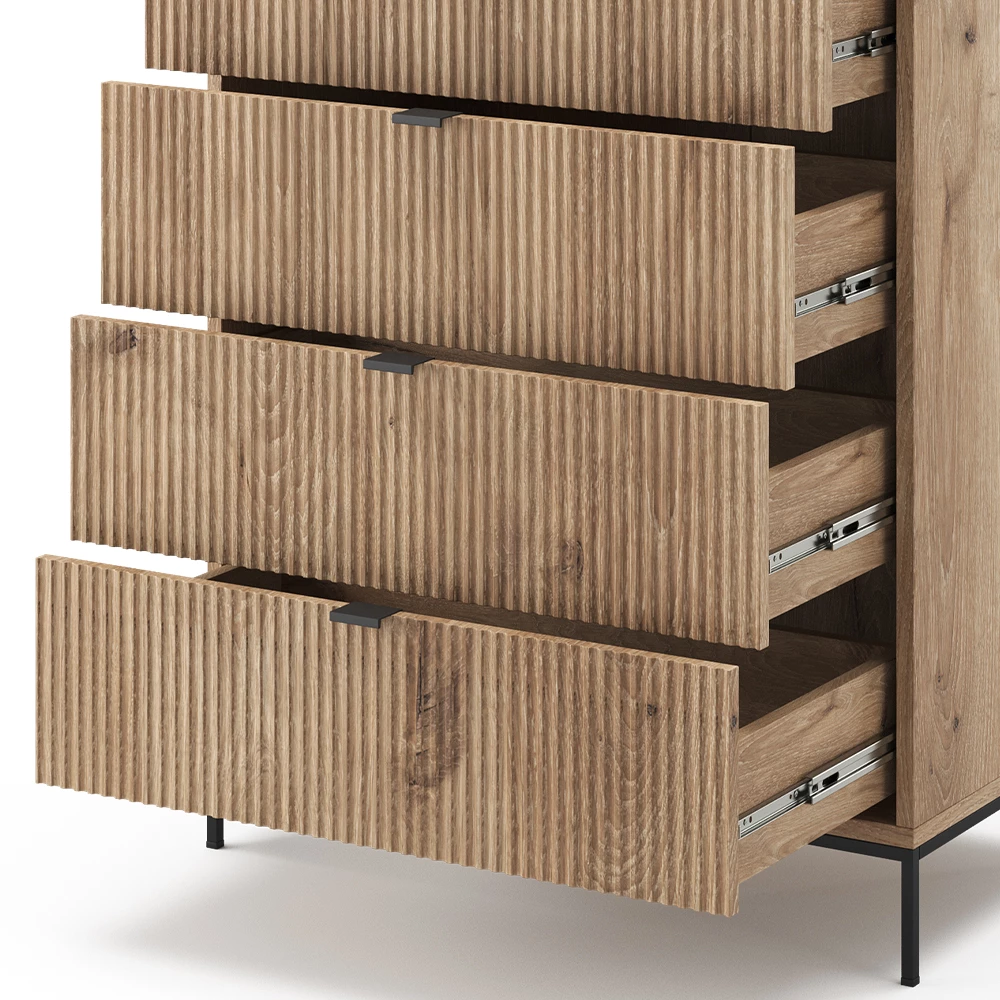 Vicco Cassettiera "Eliza", Quercia vichinga, 76 x 120 cm con 5 cassetti