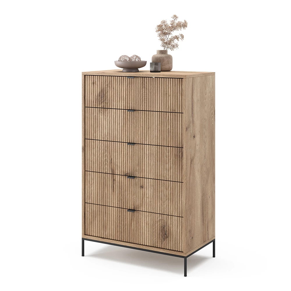 Vicco Cassettiera "Eliza", Quercia vichinga, 76 x 120 cm con 5 cassetti
