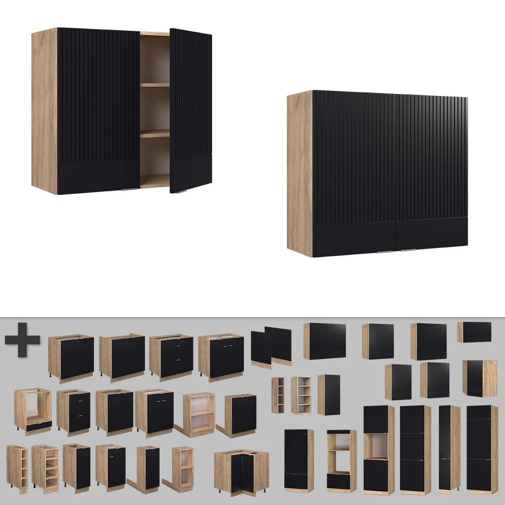 Gros plan de Armoire en verre en Noir rayé, montrant la texture/les détails