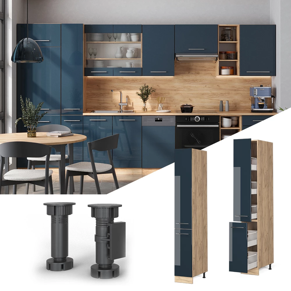 Apotheekkast in Donkerblauw hoogglans, shown in ambient setting and on white background