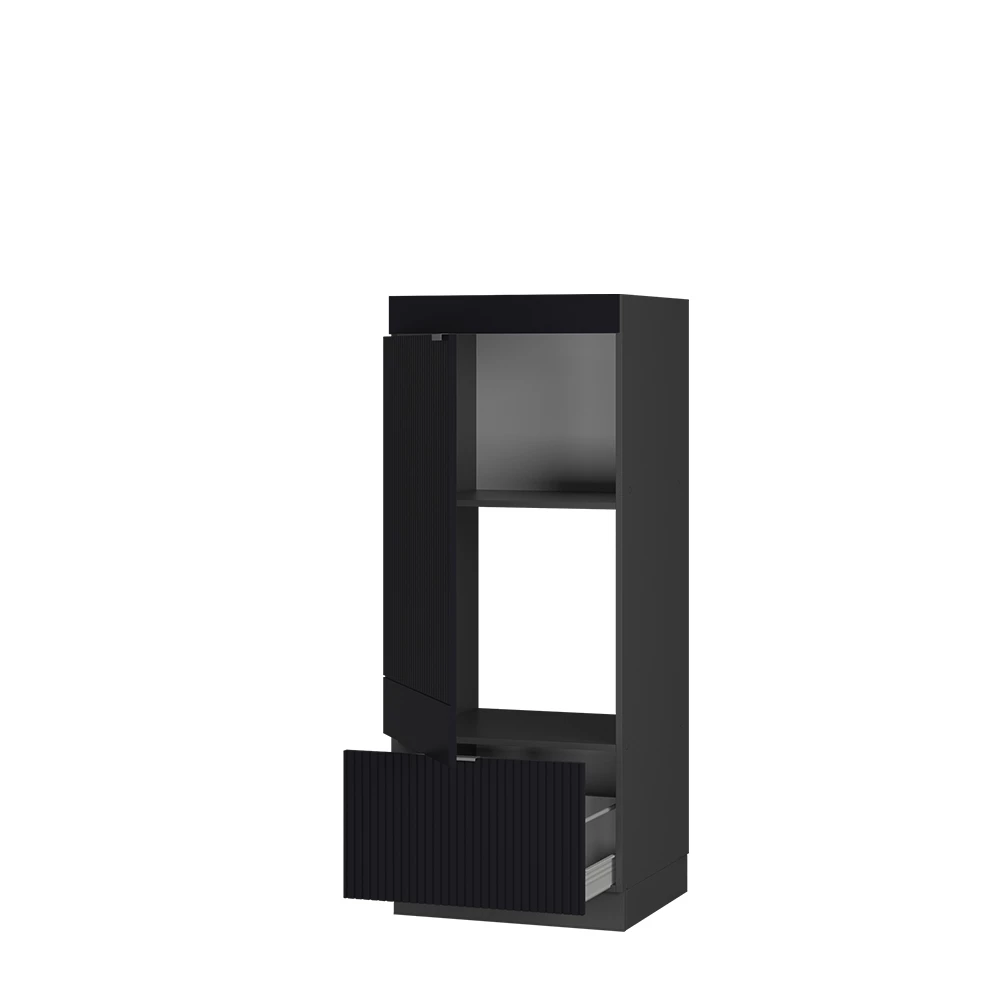 Mikroaaltouunikaappi in Musta raidallinen on white background