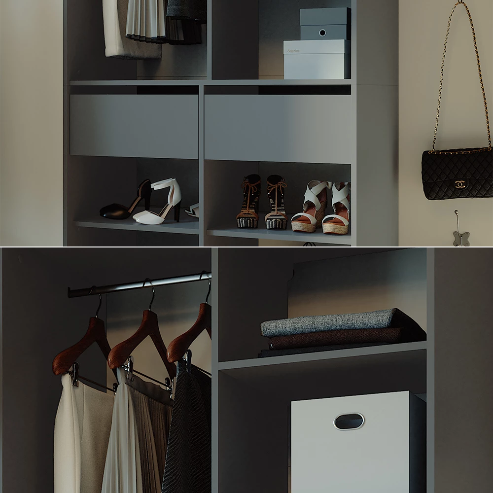 Vicco Kleiderschrank Anthrazit 100 x 200 cm mit 2 Schubladen, Elmo