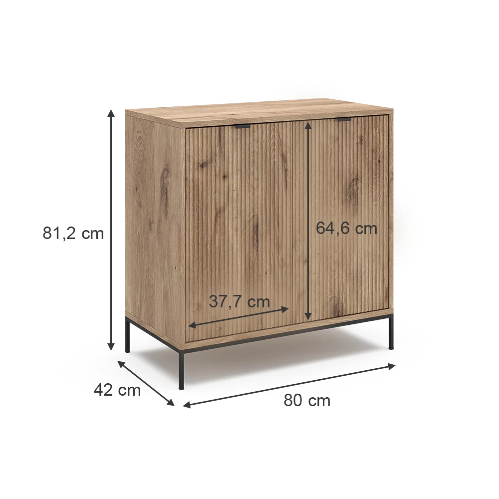 livinity® Kommode Viking Oak 80 x 81.2 cm mit 2 Türen, Eliza