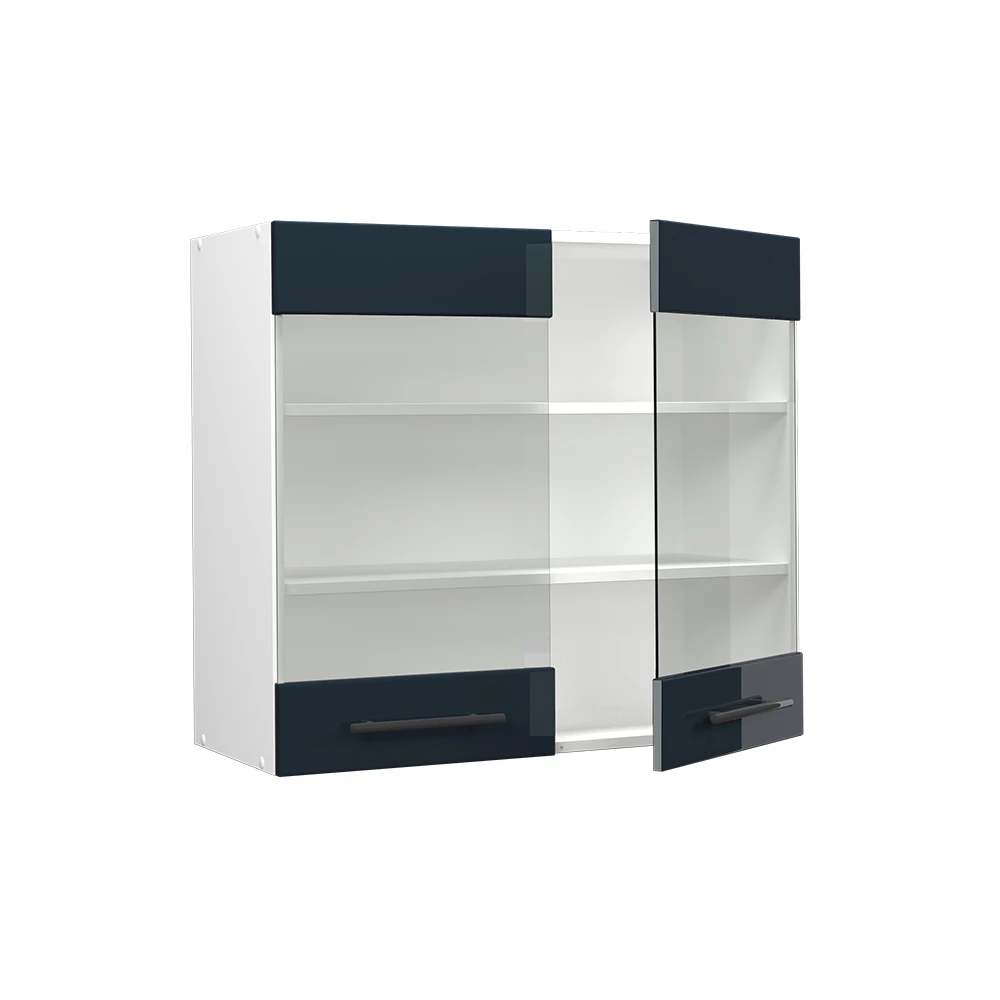 Dulap de afișare suspendat in Albastru închis înalt lucios on white background