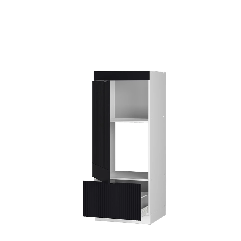 Armoire micro-ondes en Noir rayé sur fond blanc