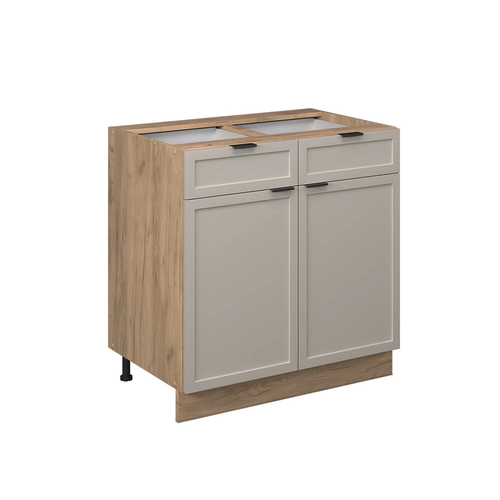 Küchenunterschrank in GrauBeige auf weißem Hintergrund