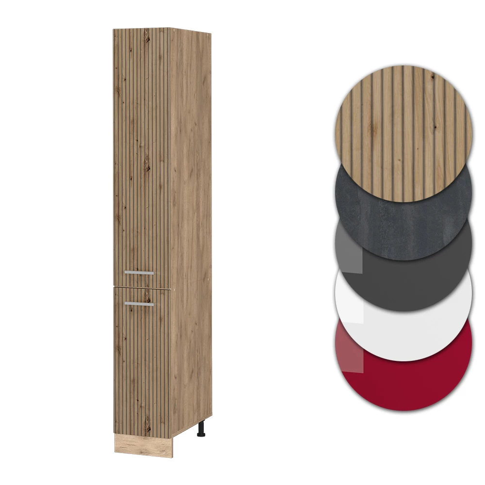 Nahaufnahme von Apothekerschrank in Artisan-Eiche, zeigt Design- und Oberflächendetails