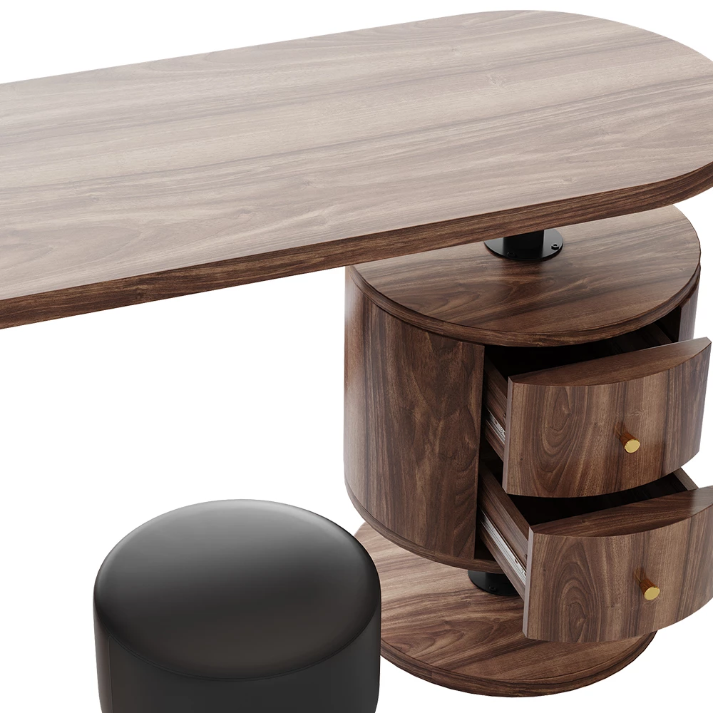 Vicco Frisørbord "Lara", Rustikt egetræ, 120 cm med skammel