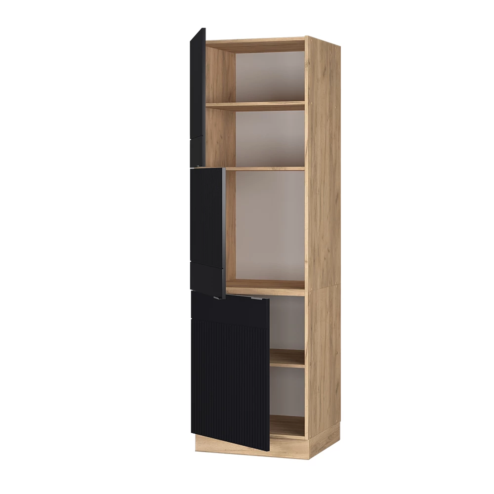 Armario para horno empotrado en Rayas negras sobre fondo blanco