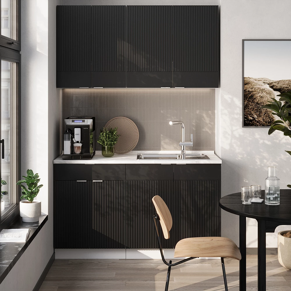 Bucătărie single Vicco "Fame-Line", dungi negre/albe, 140 cm, antracit AP