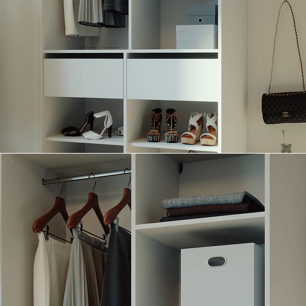 Vicco Kleiderschrank Weiß 100 x 200 cm mit 2 Schubladen, Elmo