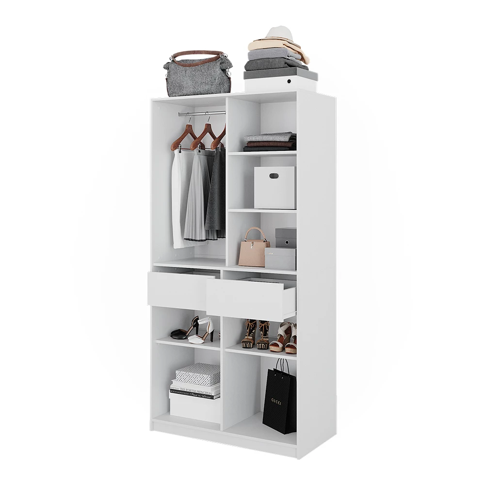 Vicco Kleiderschrank Weiß 100 x 200 cm mit 2 Schubladen, Elmo