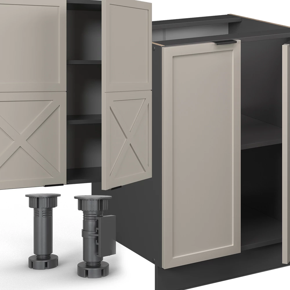 Gros plan de Cuisine en GrisBeige/Anthracite, montrant la texture/les détails