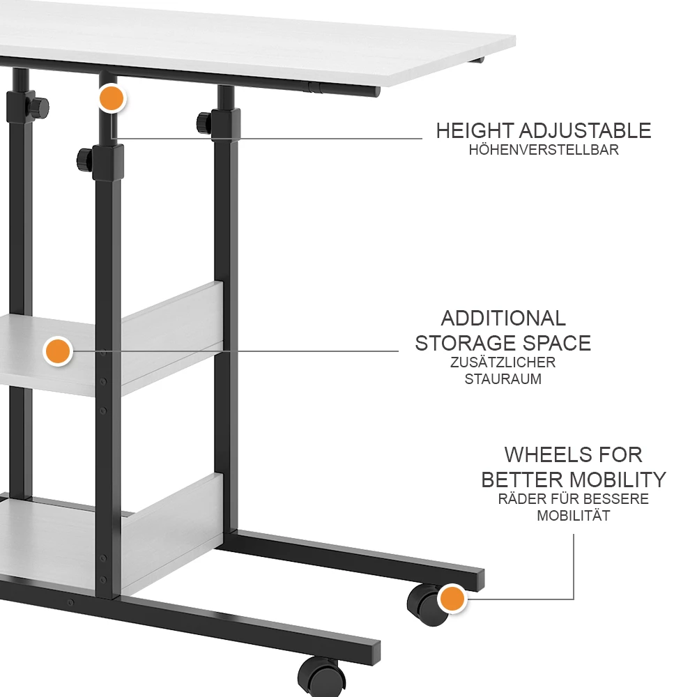 Salontafel Liam Wit 89 x 40 cm met wielen Vicco