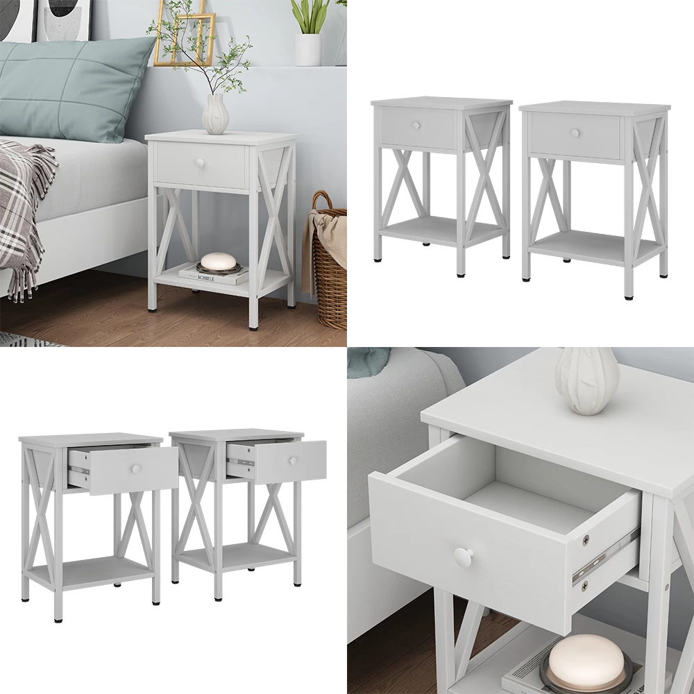 Nachttisch Keno Weiß 2er Set livinity®