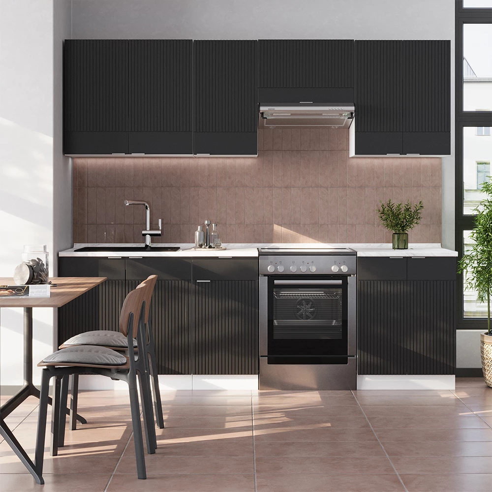 Kuchynský kút in Čierny pruhovaný/biely on white background