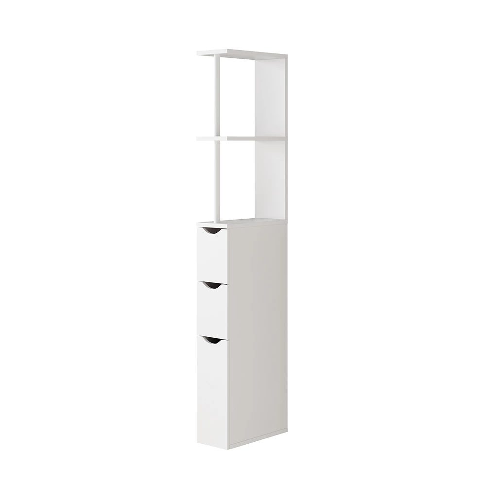 Vicco Badschrank Weiß 15 x 137 cm mit 3 Schubladen, Vera