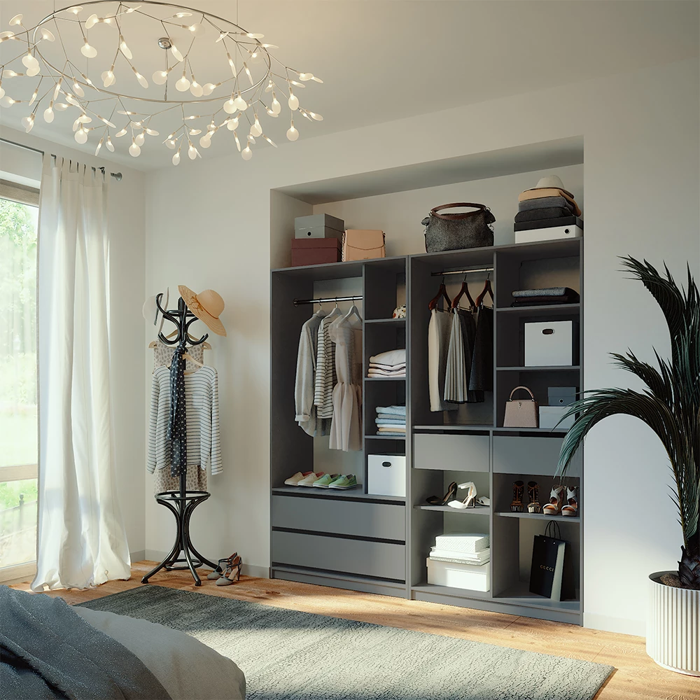 Garderobe i farven Antracit, vist i et miljø med dekoration