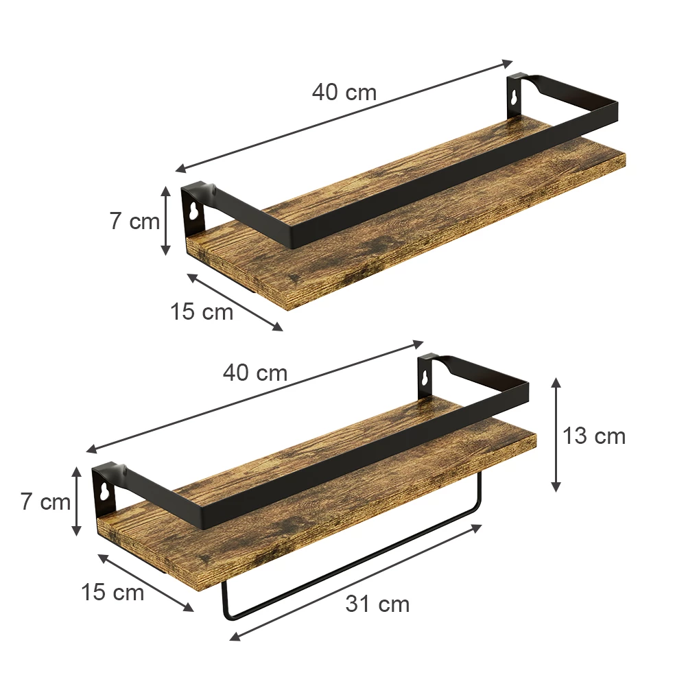livinity® Wandregal Eiche rustikal 43 x 13 cm 2er Set, Fyrk