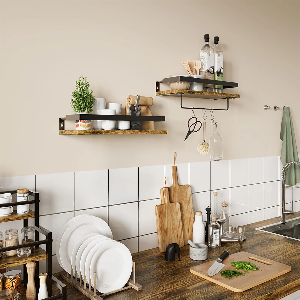 livinity® Wandregal Eiche rustikal 43 x 13 cm 2er Set, Fyrk