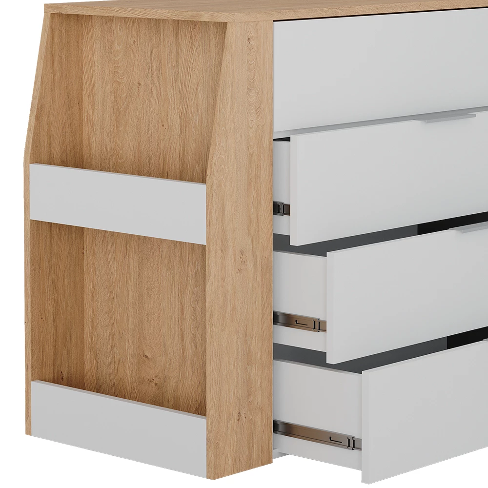 Nahaufnahme von Basteltisch in Weiß, zeigt Design- und Oberflächendetails