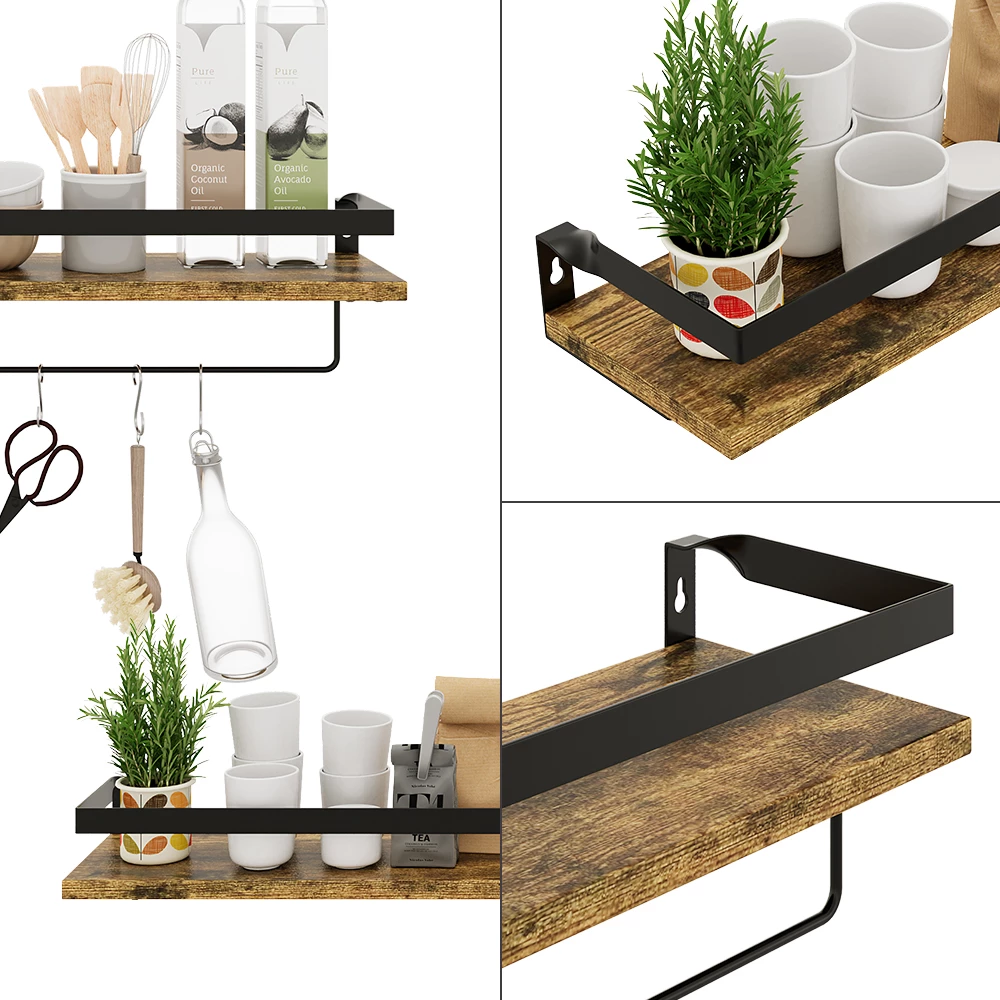 livinity® Wandregal Eiche rustikal 43 x 13 cm 2er Set, Fyrk