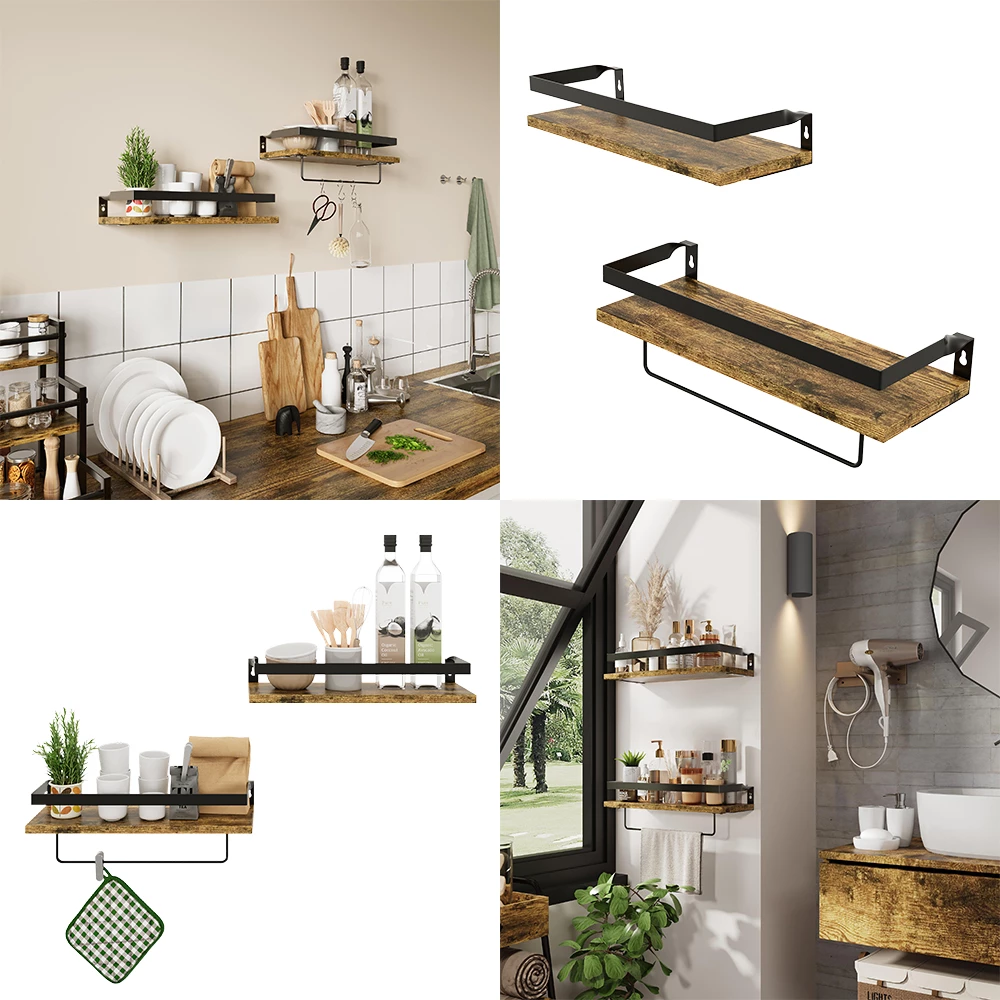 livinity® Wandregal Eiche rustikal 43 x 13 cm 2er Set, Fyrk
