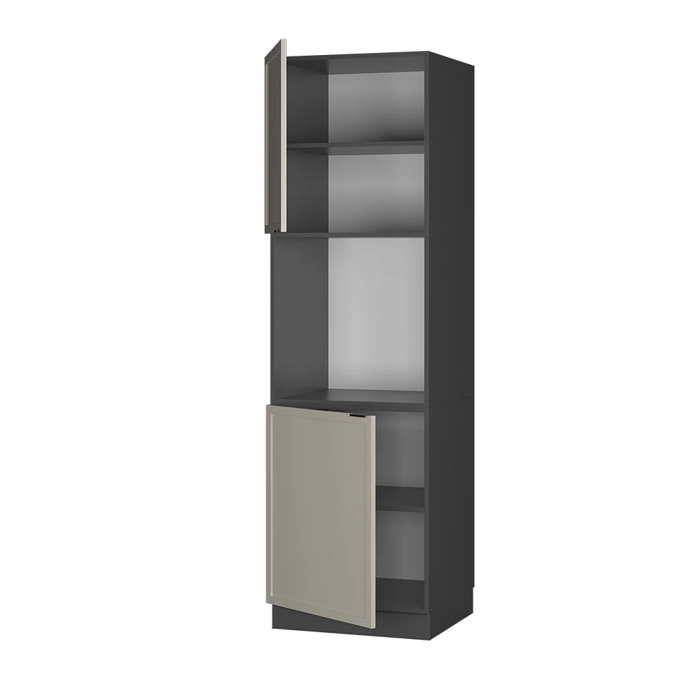 Armoire pour cuisinière en GrisBeige sur fond blanc