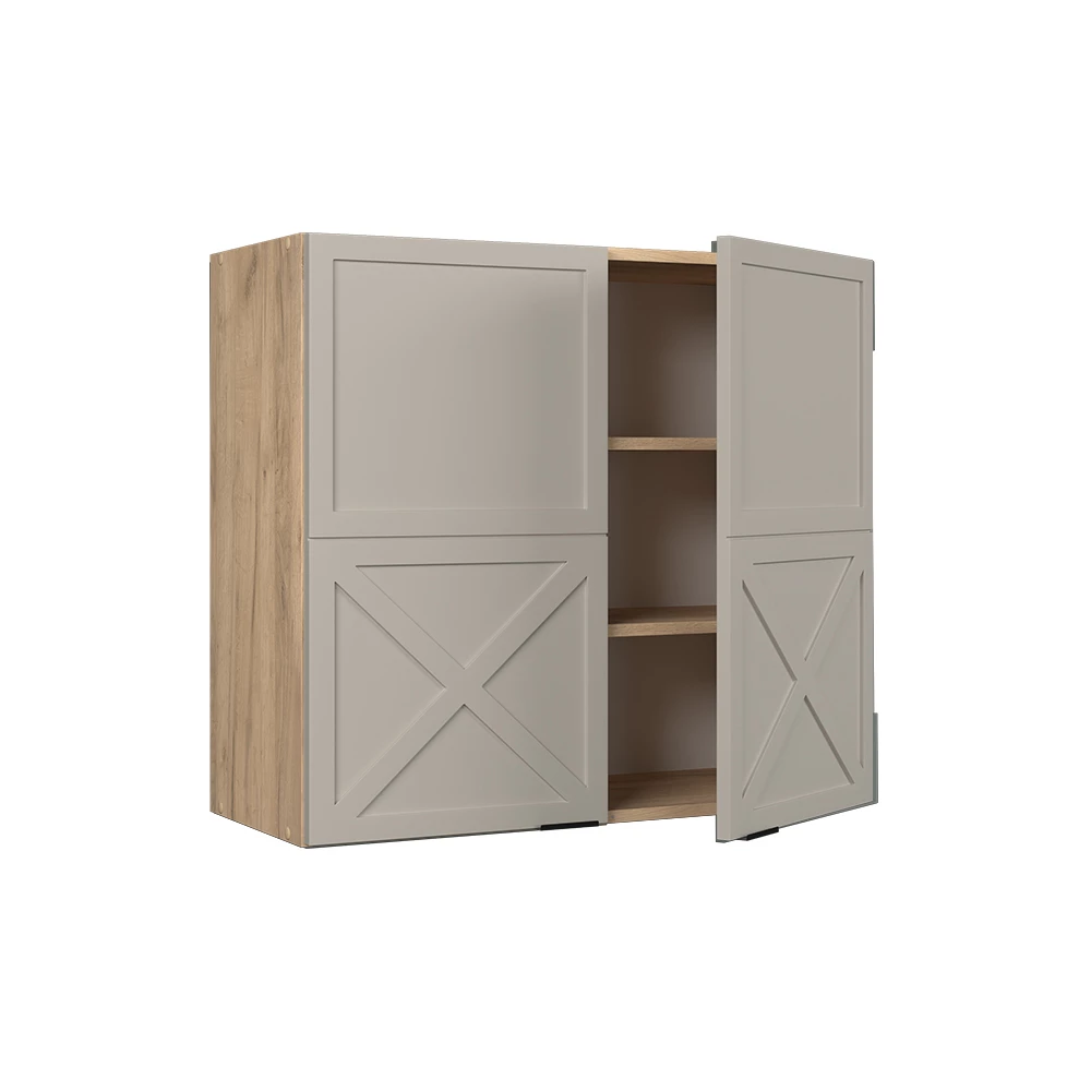 Hängeschrank in GrauBeige auf weißem Hintergrund