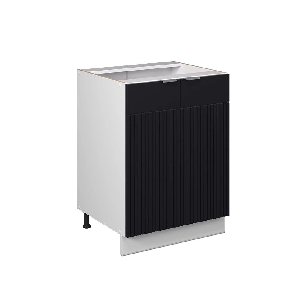 Mobiletto base cucina in Nero a righe su sfondo bianco