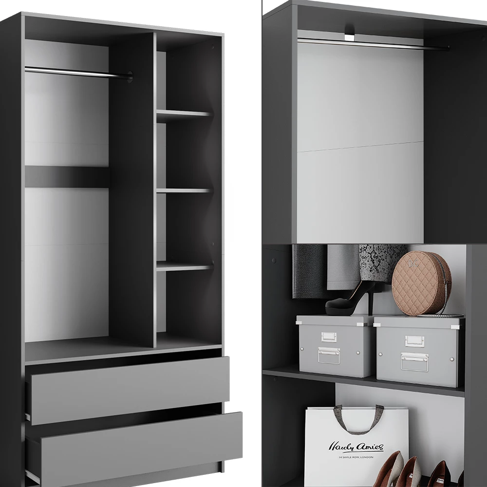 livinity® Kleiderschrank Anthrazit 100 x 200 cm 2er Set, Elmo