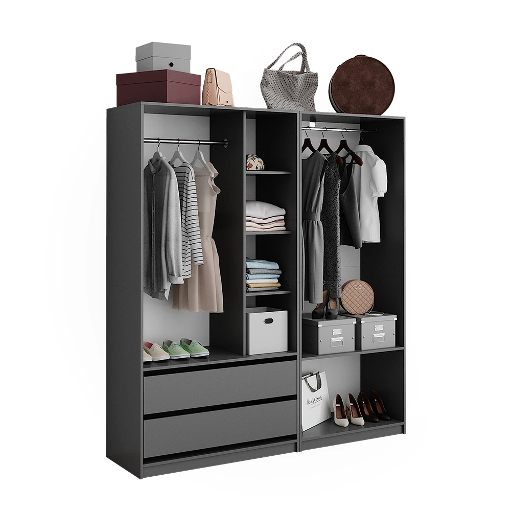 livinity® Kleiderschrank Anthrazit 100 x 200 cm 2er Set, Elmo