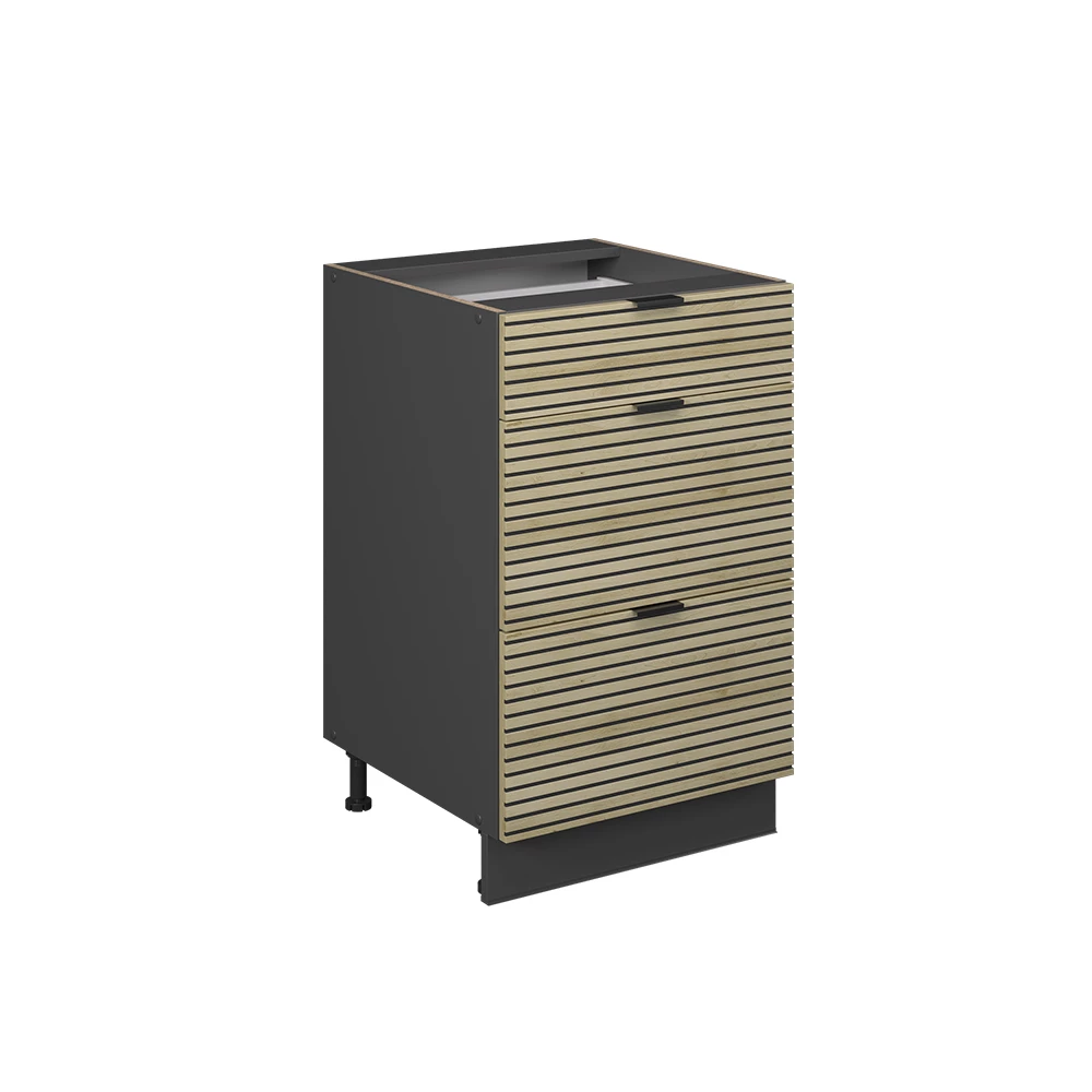 Mueble bajo de cocina en Panel de roble sobre fondo blanco