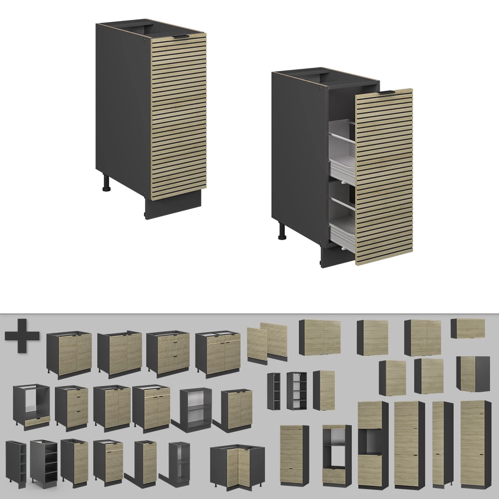 Nahaufnahme von Apothekerschrank in Eiche Paneel, zeigt Design- und Oberflächendetails