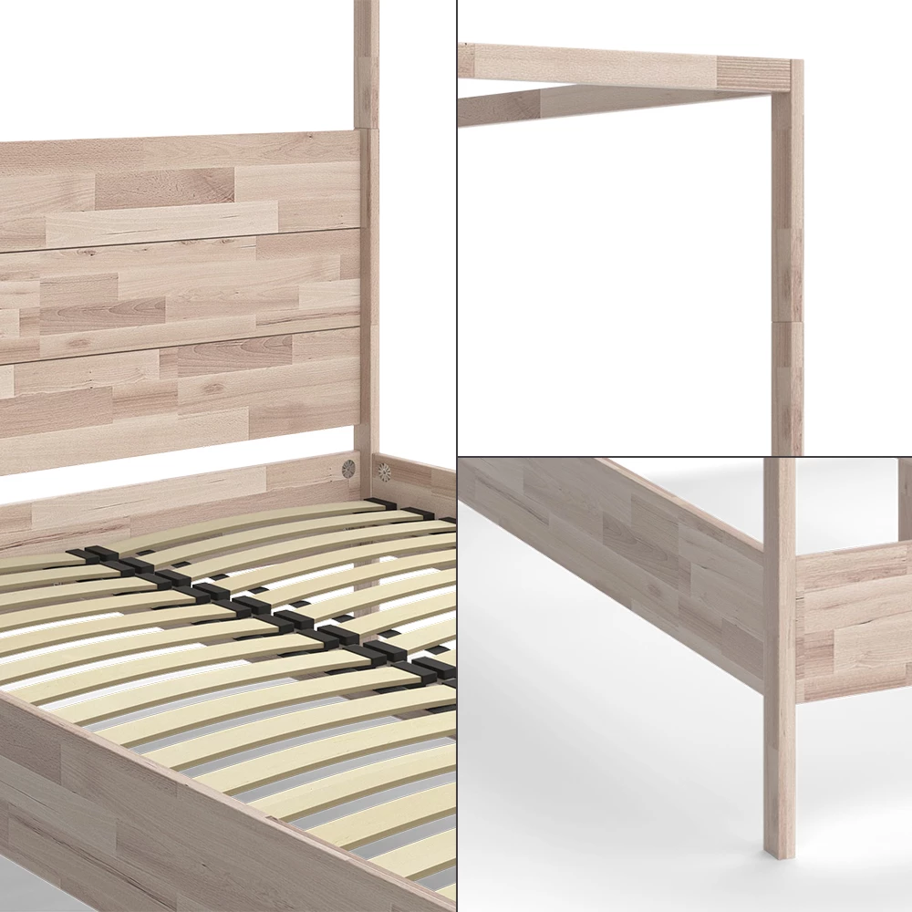 livinity® Himmelbett Naturholz 140x200, Lotti